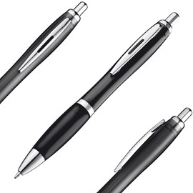 Libetui Set of 10 Ballpoint Pens Ergonomic Black Ink Non-Slip Grip Zone Large Capacity Black Retractable Ballpoint Pens Black Writing Pens Pack of 10 Black
