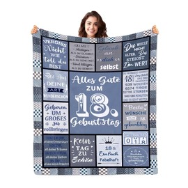 ZUCZUG Cuddly Blanket for 18th Birthday Gift Girls & Boys - 18th Birthday Decoration, Super Soft Flannel Blanket for 18th Daughter Sister Girlfriend