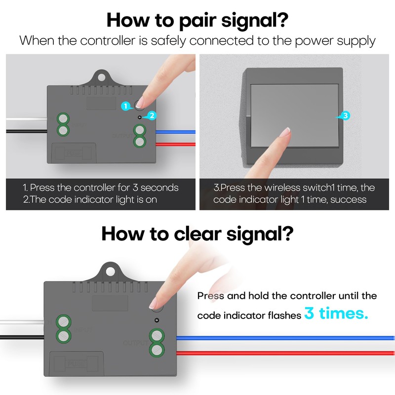 GLOBELEC Wireless Light Switch and Receiver Kit,Self-Powered(No Battery Required),Kinetic Remote
