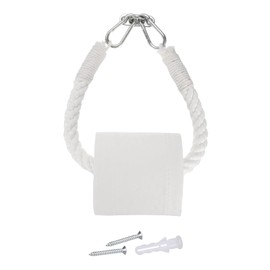 uxcell 1 Pcs Toilet Paper Holder Wall-Mounted Towel Rack with Metal Hook for Towel Ring Bathroom Decor,White/Silver