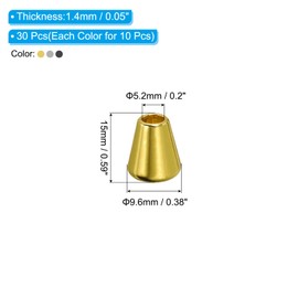 PATIKIL Bell Stopper Conical Cord Ends, 30 Pack Zinc Alloy Cord Rope Fastener Lock Clip for DIY Clothes Shoelaces Bags, Gold Tone, Silver Tone, Dark Grey