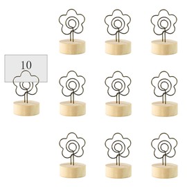 Ericrise Pack of 10 Wooden Place Card Holders, Wedding Place Card Holder, Memo Holder, Seat Card Holder, Menu Card Holder for Wedding Decoration, Kitchen and Home Decor