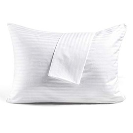 FAUNNA Zippered 100% Cotton Pillow Protectors Cover Case - Comfortable/Quiet Sateen Long-Staple Cotton- Soft & Breathable Pillowcase Standard Size 2 Pack
