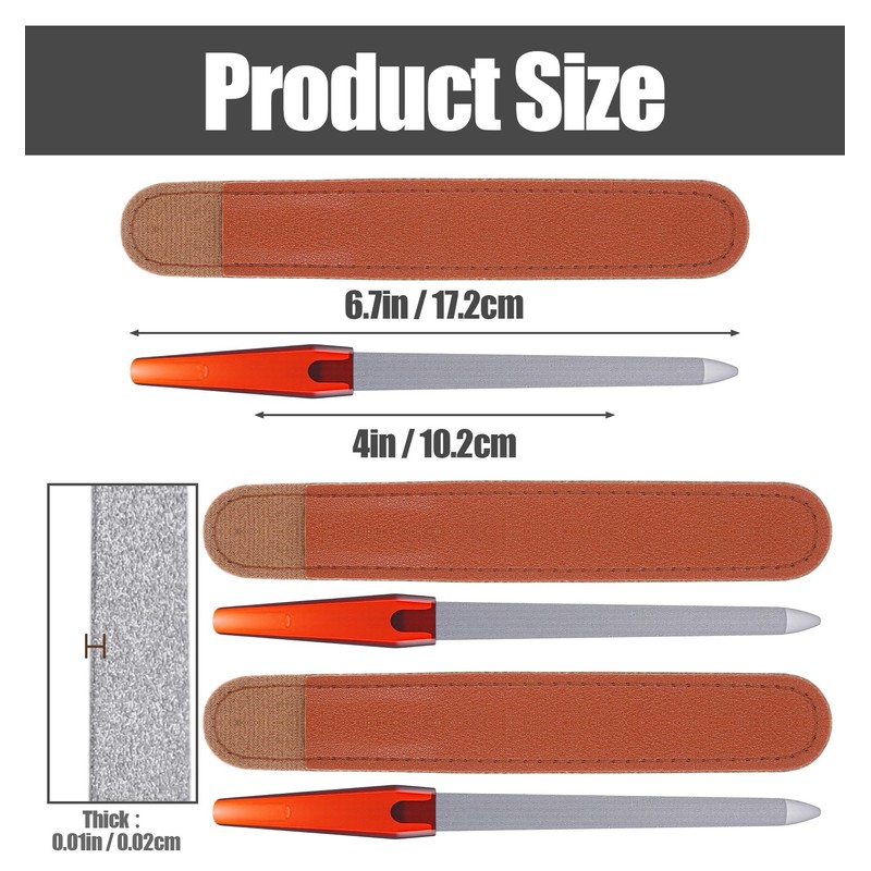 3 Pack 6.9 Inches Metal Nail File, Finger Nail Files