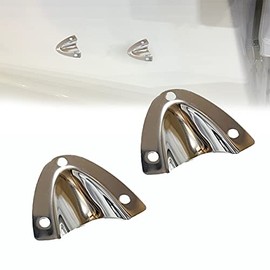 TuoP Marine Stainless Steel Midget Clam Shell Vent, Wire Cable Hole Ventilator Cover for Boat, Small Size : 1-5/8" x 1-3/4", Large Size: 2-1/4" x 2-3/16" Optional (S, 2 PCS)