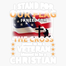 HOF Trading Christian Veteran Print Vinyl Sticker Waterproof Decal Laptop Wall Window Bumper Sticker 5"