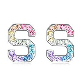 Girls Initial Letter Stud Earrings,Alphabet Number Earrings Gifts Jewelry for Women (S)