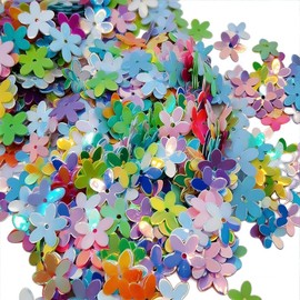 300 Pcs Glitter Flower Sequins, Mixed Colors, Loose Embellishments for Sewing, Jewelry Making, Wedding Decoration, Christmas, Clothes