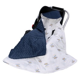 LAT Baby Swaddling Blanket Baby Seat - Blanket Pram 90 x 90 cm 100% Cotton Universal Baby Blanket Double-Sided for Buggy Car Seat (Winter, Dinosaur)