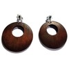 Clip-on Earrings Bohemian Wood Assorted Colors 2.5 inch Hoop Circle