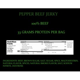 Ranch House Beef Jerky - Whole-Muscle Montana Beef Jerky Strips, High Protein Snack, Made in USA, 3.3 OZ (3.3 Ounce, Peppered)