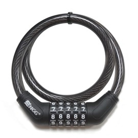 Bike Dial Lock, Wire Lock, Bicycle Lock, Length 47.2 / 59.2 inches (1,200 / 1,500 mm), Cross Section Diameter 0.5 inches (12 mm), 5 Digits (Black (New Model 25.6 inches (650 mm))