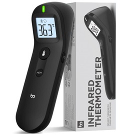 Forehead Thermometer, Accurate Readings, Better Measurement Experience, Non-Contact Digital Infrared Thermometer, Fever Alarm, Mute Mode, Thermometers for Baby, Kids and Adults - Black