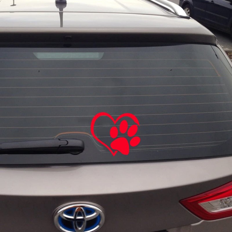 Car bumper sticker, paw with heart for cars, car wash