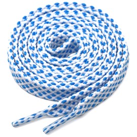 DELELE Athletic Flat Shoe Laces: Double Layer Colorful Twill Shoelaces 2 Pair 47 Inch White Blue