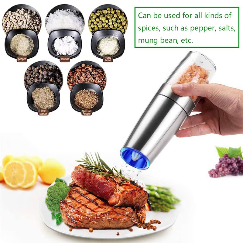 Electric Pepper Grinder,Gravity Electric Salt And Pepper Mill Grinder,Stainless Steel