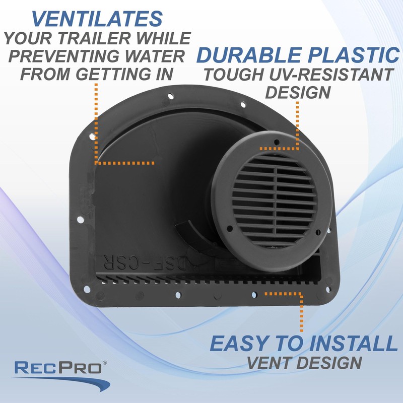 RecPro Trailer Exterior Vent Cowl | Driver's Side Front |
