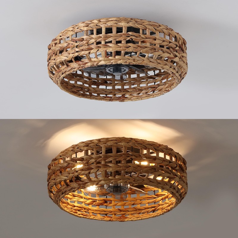 JONATHAN Y JYL9733A Archer 20.25" 4-Light Coastal Bohemian 6-Speed Metal/Seagrass