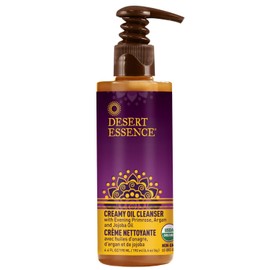 Desert Essence Creamy Oil Cleanser - 6.4 Fl Oz - Pure Oil Based Cleanser - Evening Primrose - argan - Jojoba Oil - for All Skin Types - Removes Makeup & Impurities - Aloe Vera - nourishes Skin