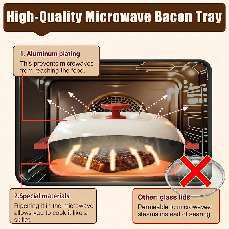 AHJ Microwave Grill Pan with Lid, Microwave Cooker Multi-Use for