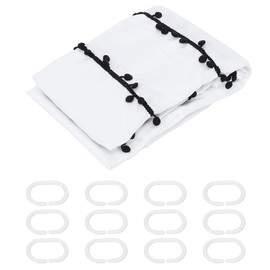 Elegant Black and White Polyester Bathroom Shower Curtain Waterproof Mildew Proof Bath Curtain180x200cm