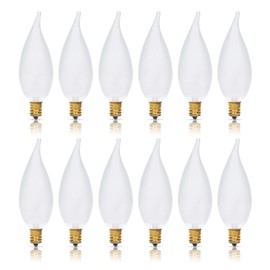 Simba Lighting Candelabra Flame Tip Frosted CA10 25W E12 Base (12 Pack) Decorative Incandescent Light Bulbs 120V for Chandeliers, Ceiling Fan Lights, Pendants, Wall Sconces, Dimmable, Warm White 2700K