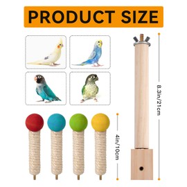 Goodlifebird Bird Stand Perch Toy 360° Wooden Spinning Toy for Parrots, Fun Cage Accessory for Budgies, Cockatiels, Lovebirds, Conures, Parakeets, and Finches
