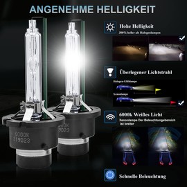 XELORD D4S 6000K Xenon Bulb 35W 12V HID Headlight Bulb for Car Headlights - Upgrade Version (Pack of 2)