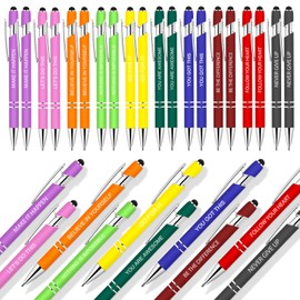 Greengines 30 Pcs Inspirational Pens - Motivational Ballpoint Pens Bulk with quotes Stylus Tip Gifts for School Coworkers Black Ink