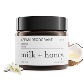 milk + honey milk + honey Cream Deodorant No. 20, Aluminum Free Deodorant with Coconut and Vanilla, Natural Deodorant for Men and Women, for All Skin Types, 2.5 Oz