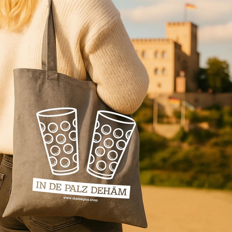 In de Palz dehäm & Dubbeglas Cotton Bag - Pfalz