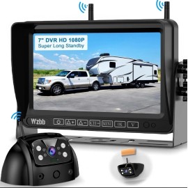 WZBB Wireless Backup Camera System for RVs and Trucks  7-Inch HD Monitor Night Vision