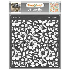 CrafTreat Flower Stencils for Painting on Wood, Canvas, Paper, Fabric, Floor, Wall and Tile - Anemone Background - 6x6 Inches - Reusable DIY Art and Craft Stencils for Painting Flowers