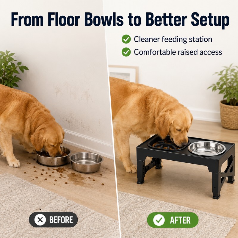 Elevated Dog Feeder for Daily Meals - Adjustable Stand with