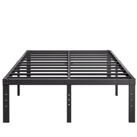 COMASACH 18-Inch Queen-Bed-Frame, Tall Heavy Duty Black Metal Bed Frames No Box-Spring Needed, Easy Assembly, Under Bed Storage, Noise Free Mattress-Foundation Support up to 4000Lbs