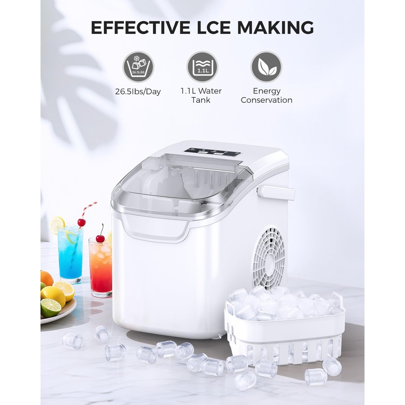 COWSAR Ice Maker Countertop, Portable Ice Machine with Self-Cleaning, 26.5