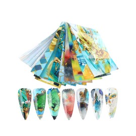 Marble Texture Flowers Butterfly Heart Nail Foil Transfer Sticker 16Pcs 20X4Cm Xk6121 Nail Wraps Art Stickers Manicure Supplies for Women for Home Nails Full Long Lasting Easy Apply and Remove