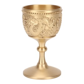 ZLXHDL Brass Gold Goblet 8.7 x 5 cm - Vintage Wine Goblet with Dragon and Phoenix Engraving - Handmade Retro Goblet for Wedding Banquet Decoration Medieval Party