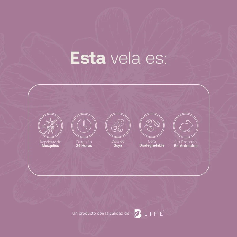 Velas De Citronela 260g, Kit 2 Velas. Duración 26hrs B