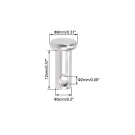 sourcing map Single Hole Clevis Pins - 5mm X 12mm Flat Head 304 Stainless Steel Link Hinge Pin 10Pcs
