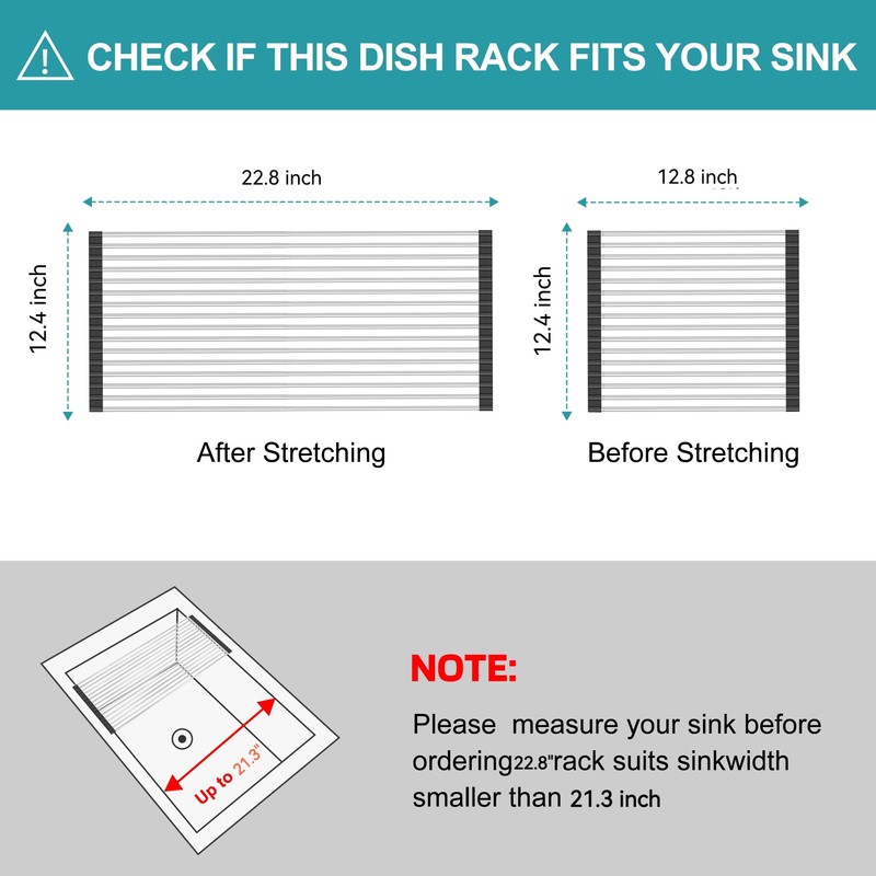 BBXTYLY Extra Expandable Roll Up Dish Drying Rack,Over The Sink