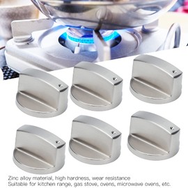 Paya de control de estufa de cocina de 8 mm, 6 piezas giran perilla de control de zinc reemplazo de perilla para la estufa de gas de gama de cocina horno microondas