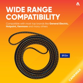Canamax WE12M29 WE03X29897 Dryer Drum Drive Belt 89.5 Inch - Replaces 137292700 WE12M22 WE120122 WE12M0022 WE12X21574 AP4565702 134163500 - Compatible with GE Hotpoint GTD33EASK0WW GTD42EASJ2WW