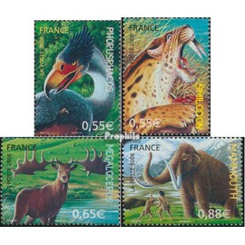 Prophila Collection France 4402-4405 (Complete Edition) Mint NH 2008 Prehistoric Animals (Stamps for Collectors) Other Mammals (Monkeys / Dinos/Elephants …)