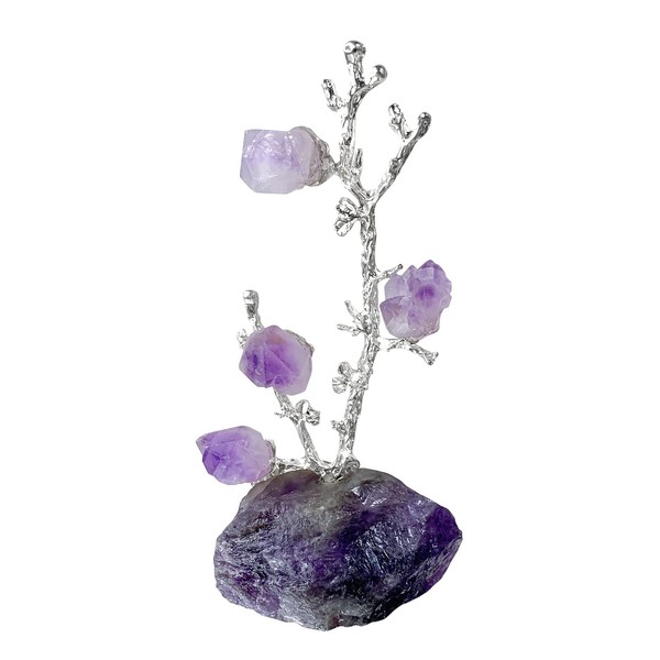 Amethyst Healing Crystal Tree，Natural Crystals Flower Tree for Positive Energy，Money Trees Feng Shui Chakra Tree Gemstone of Life for Home Office Desk Decor Good Luck (Mini Size)
