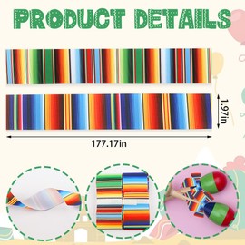 2 Pieces 1.5" Wide Mexican Fiesta Ribbons Colorful Grosgrain Dia de Muertos Serape Ribbons 5 Yards, Day of The Dead Ribbon for Mexican Fiesta Decor Party Favor Birthday Gift Wrapping DIY Supplies