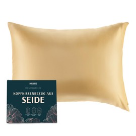 Dreamzie Silk Pillowcase 40 x 80 cm for Hair and Skin, Pillowcases Silk 19 Momme (Gold, 1 Piece)