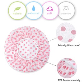 Shower Cap Women's Elastic Shower Cap Waterproof Shower Caps Reusable Shower Caps for Girls Women Ladies Salon (6 Pieces)