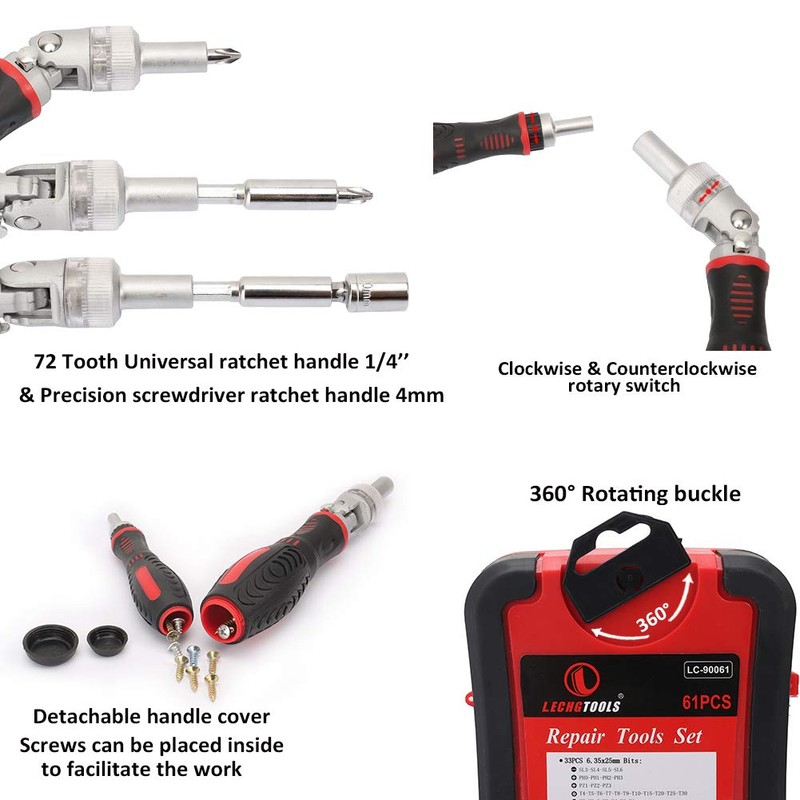 JENABOM 61 in 1 Ratcheting Screwdriver Set, Magnetic Screwdriver Bit