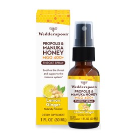 Wedderspoon Wedderspoon Propolis and Manuka Honey Throat Spray, Lemon & Ginger, 1 Fl Oz (Pack of 1), Sore Throat Relief, Natural Immune Support